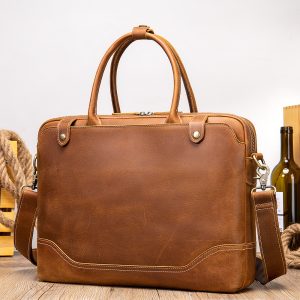 The City Briefcase — Cognac · Clean-lined carry